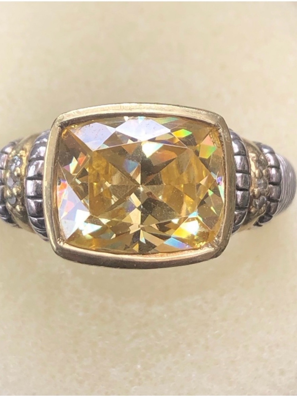 Judith Ripka 18k/925 Yellow Gemstone Ring size 5/5.5